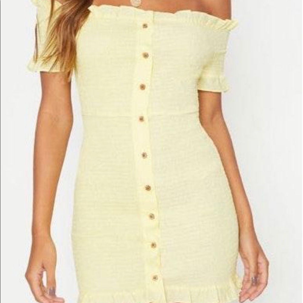 Yellow dress off the shoulder